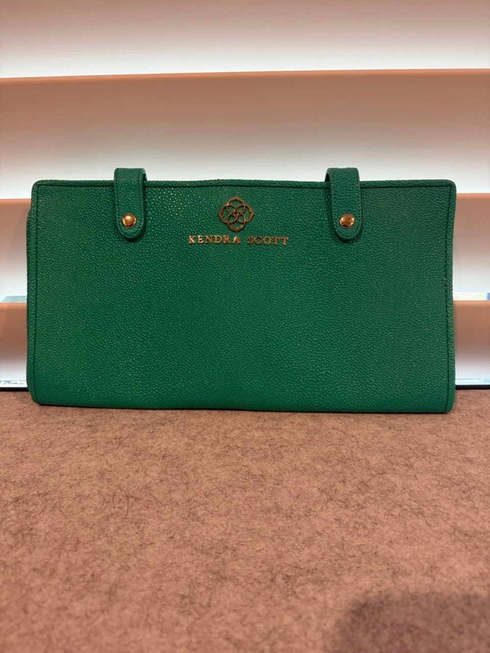 Kendra Scott Turquoise Pebbled Leather Jewelry Travel Case with Gold Logo